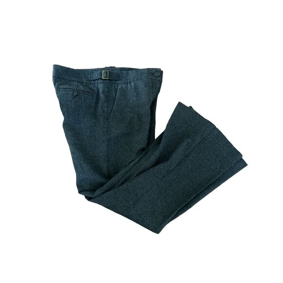 THEORY Wool Blend Trousers Heather Gray Site Buckles Wide Leg Size 8 - Picture 8 of 11